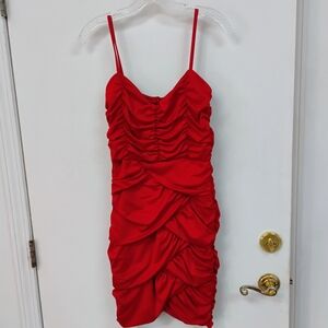 Elegant Red Ruched Dress
